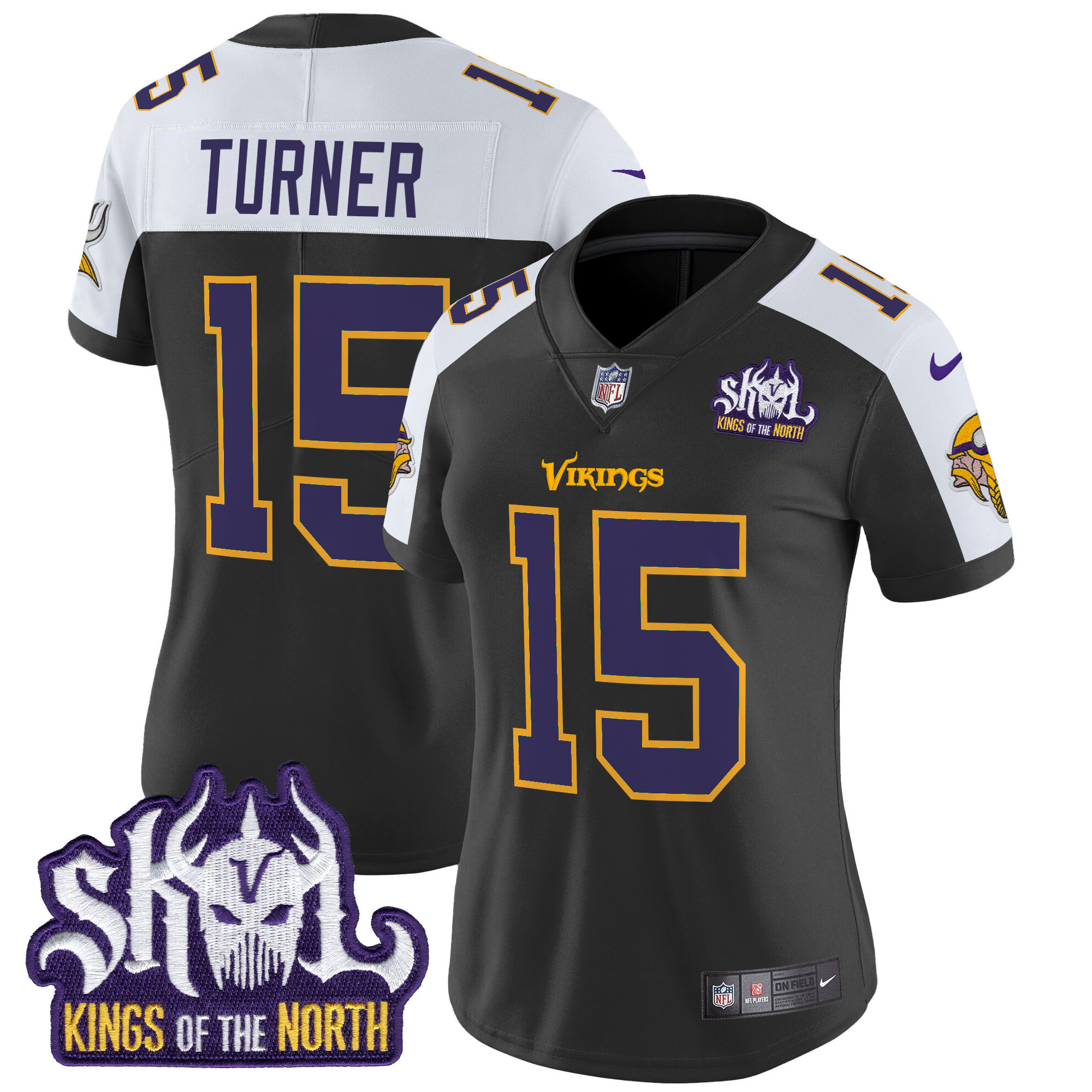 Women's Minnesota Vikings King Of The North Patch Throwback Vapor Limited Jersey - All Stitched - Image 13