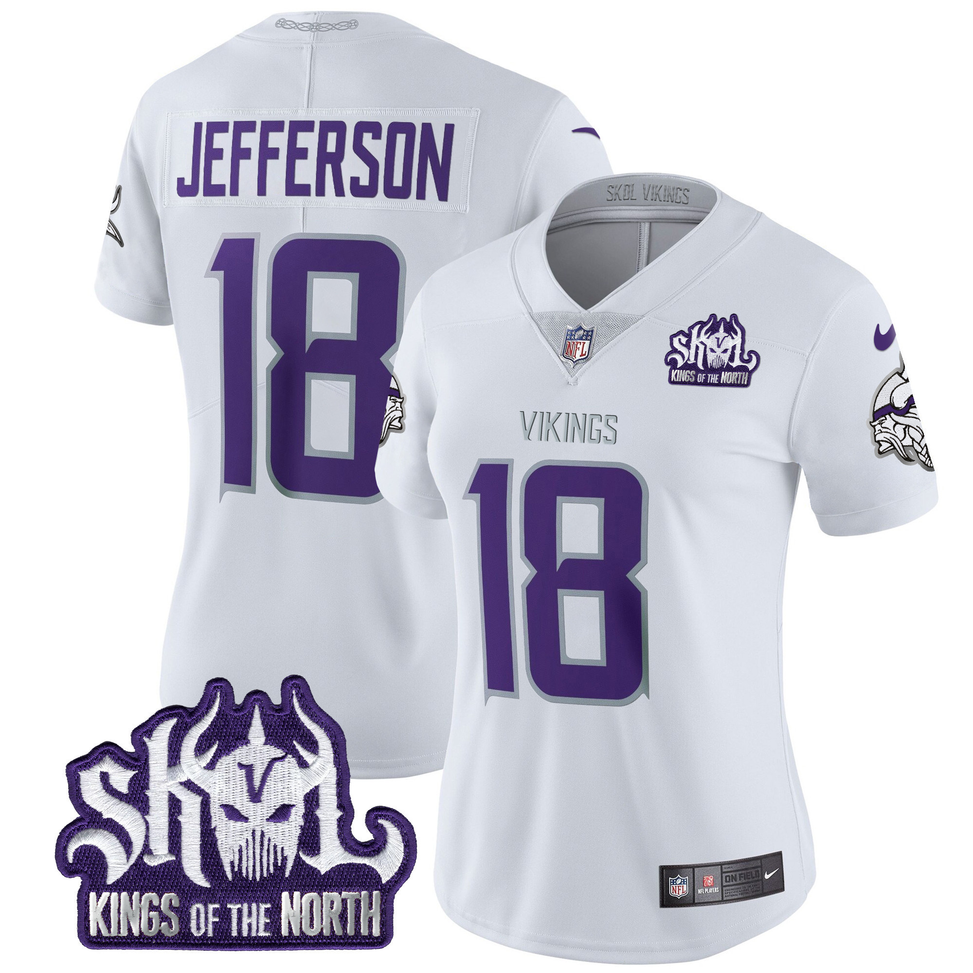 Women's Minnesota Vikings King Of The North Patch Throwback Vapor Limited Jersey - All Stitched - Image 38