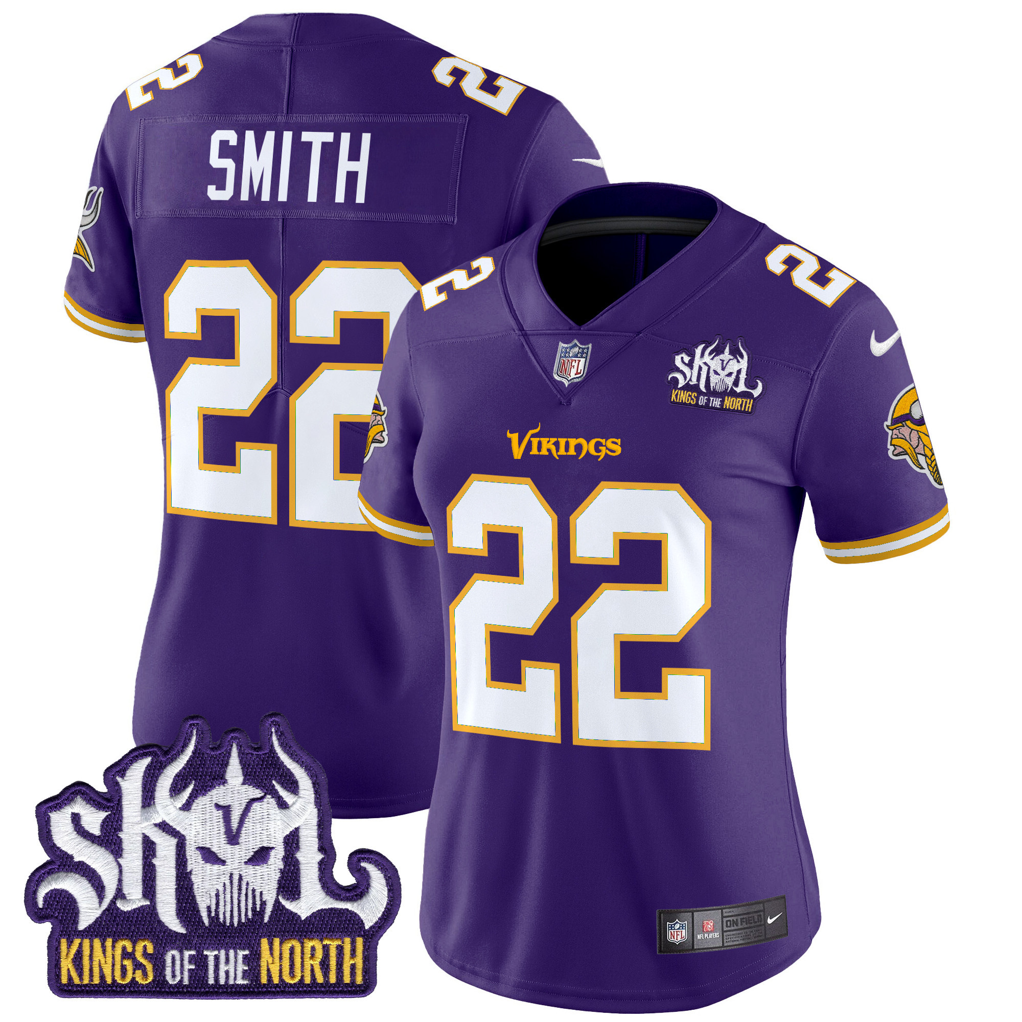 Women's Minnesota Vikings King Of The North Patch Throwback Vapor Limited Jersey - All Stitched - Image 25