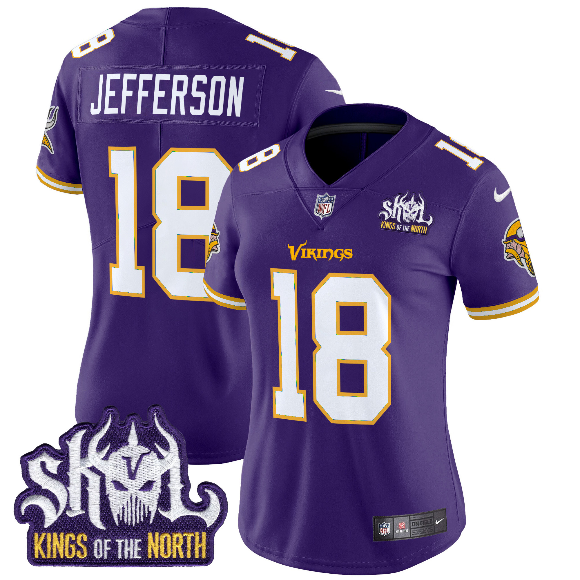 Women's Minnesota Vikings King Of The North Patch Throwback Vapor Limited Jersey - All Stitched - Image 20
