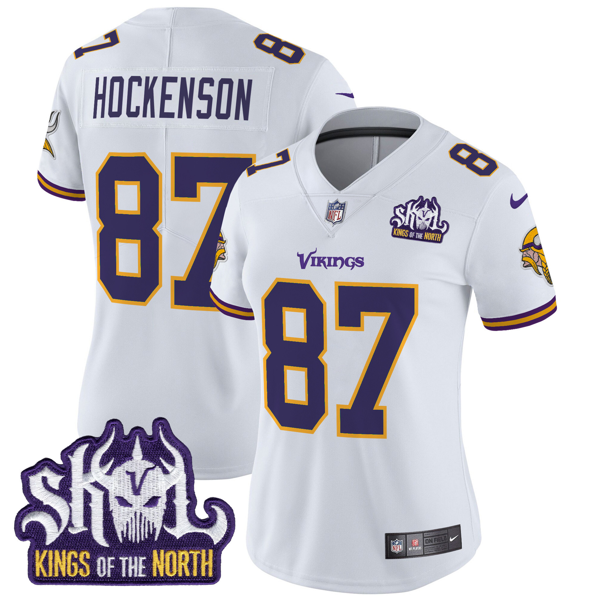 Women's Minnesota Vikings King Of The North Patch Throwback Vapor Limited Jersey - All Stitched - Image 35