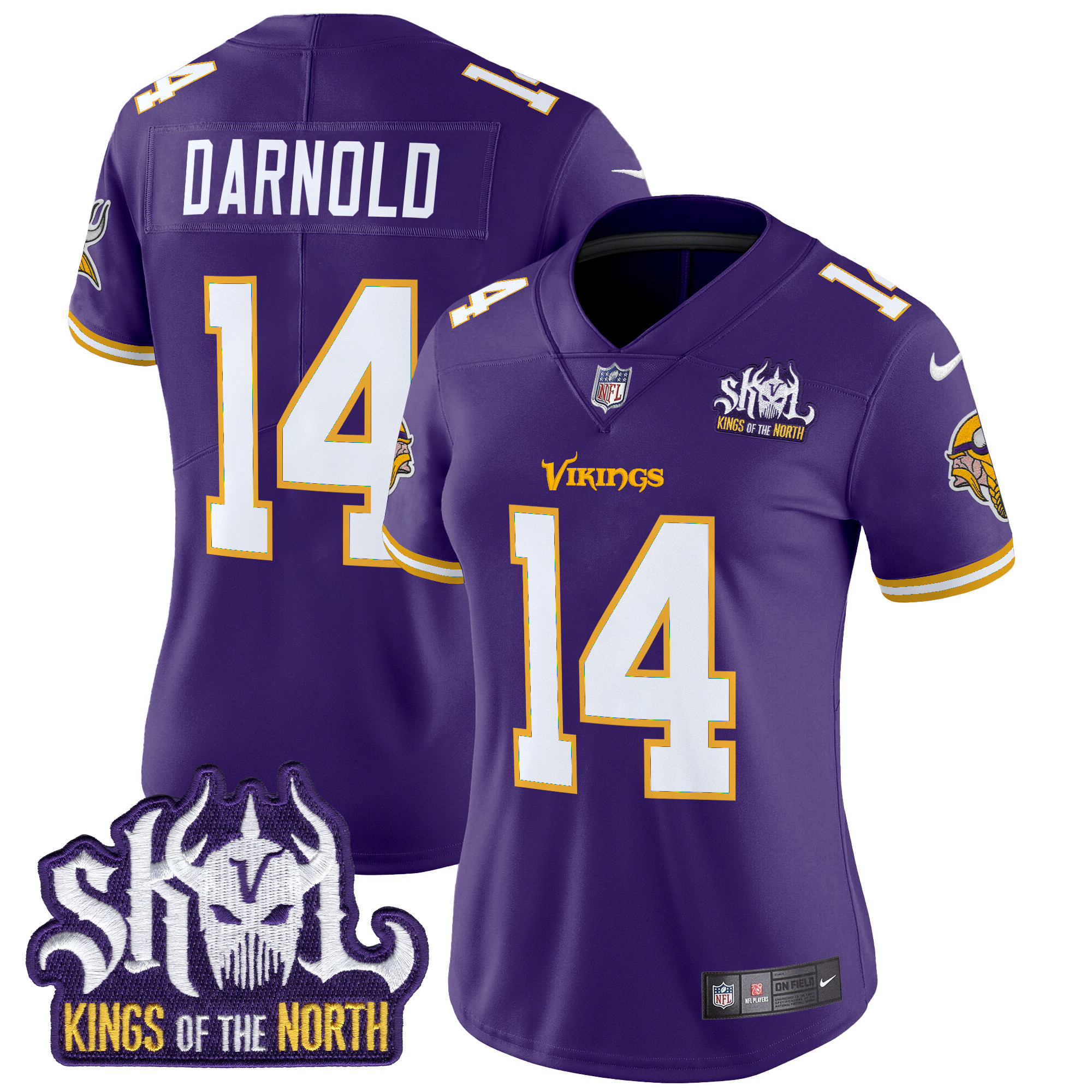 Women's Minnesota Vikings King Of The North Patch Throwback Vapor Limited Jersey - All Stitched - Image 19