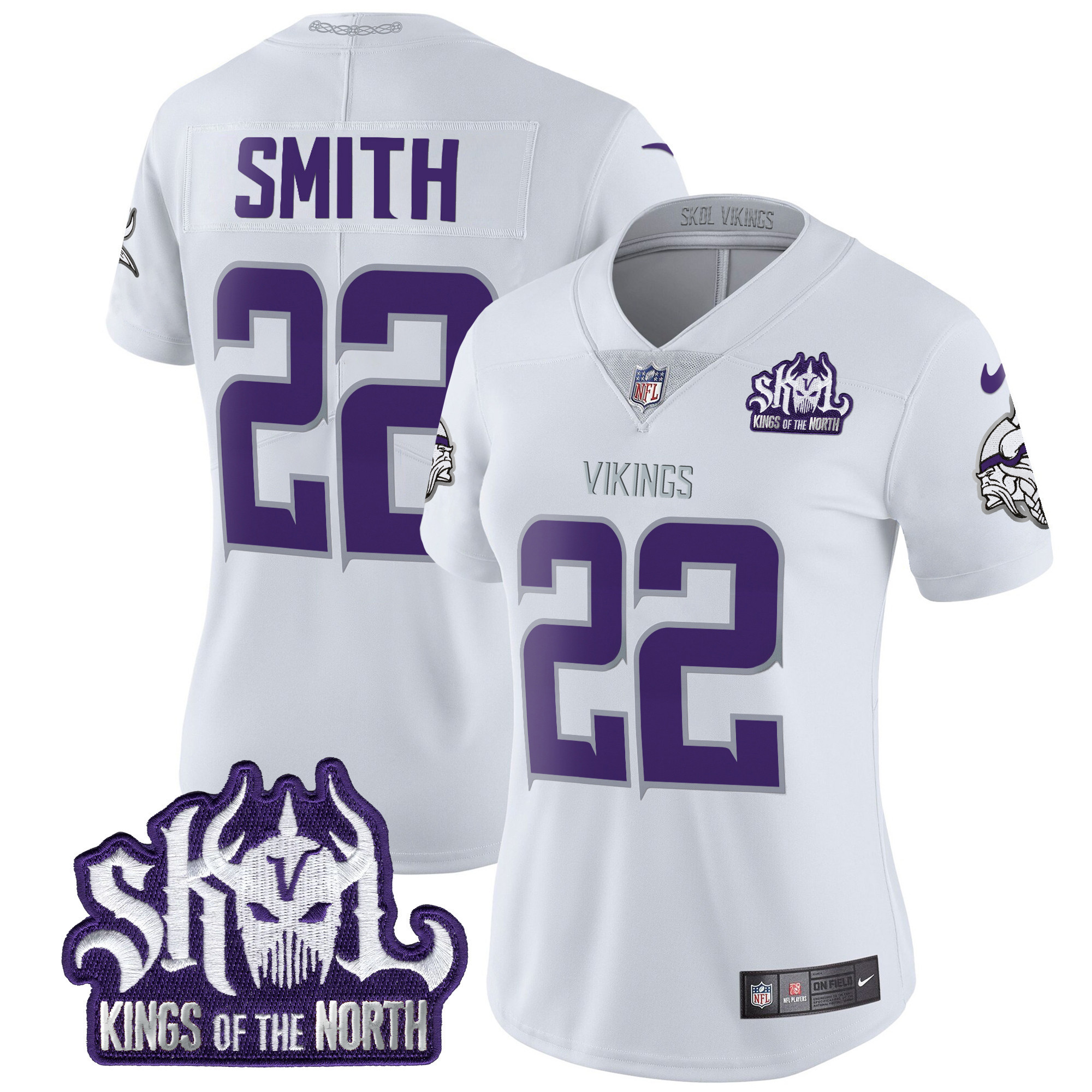 Women's Minnesota Vikings King Of The North Patch Throwback Vapor Limited Jersey - All Stitched - Image 43