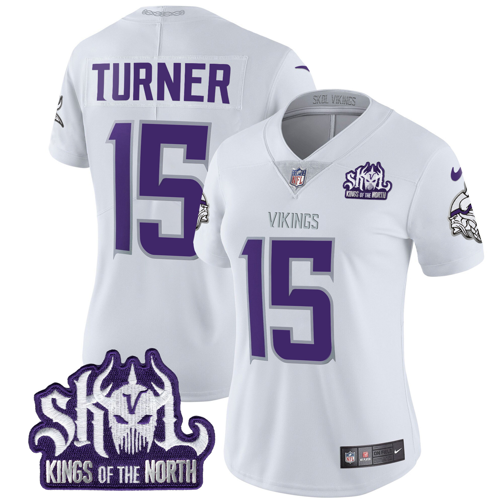 Women's Minnesota Vikings King Of The North Patch Throwback Vapor Limited Jersey - All Stitched - Image 40
