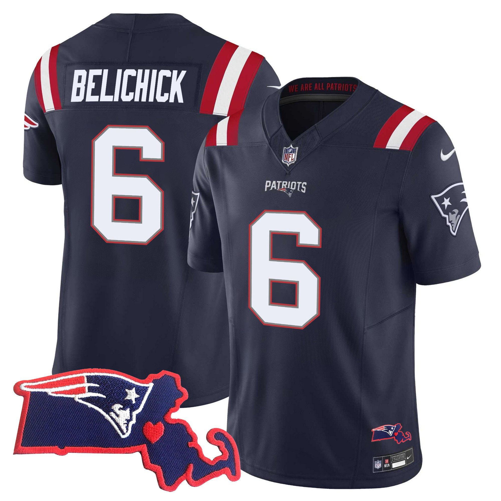 Women's New England Patriots Bill Belichick 6x Champions Vapor Jersey - All Stitched - Image 15