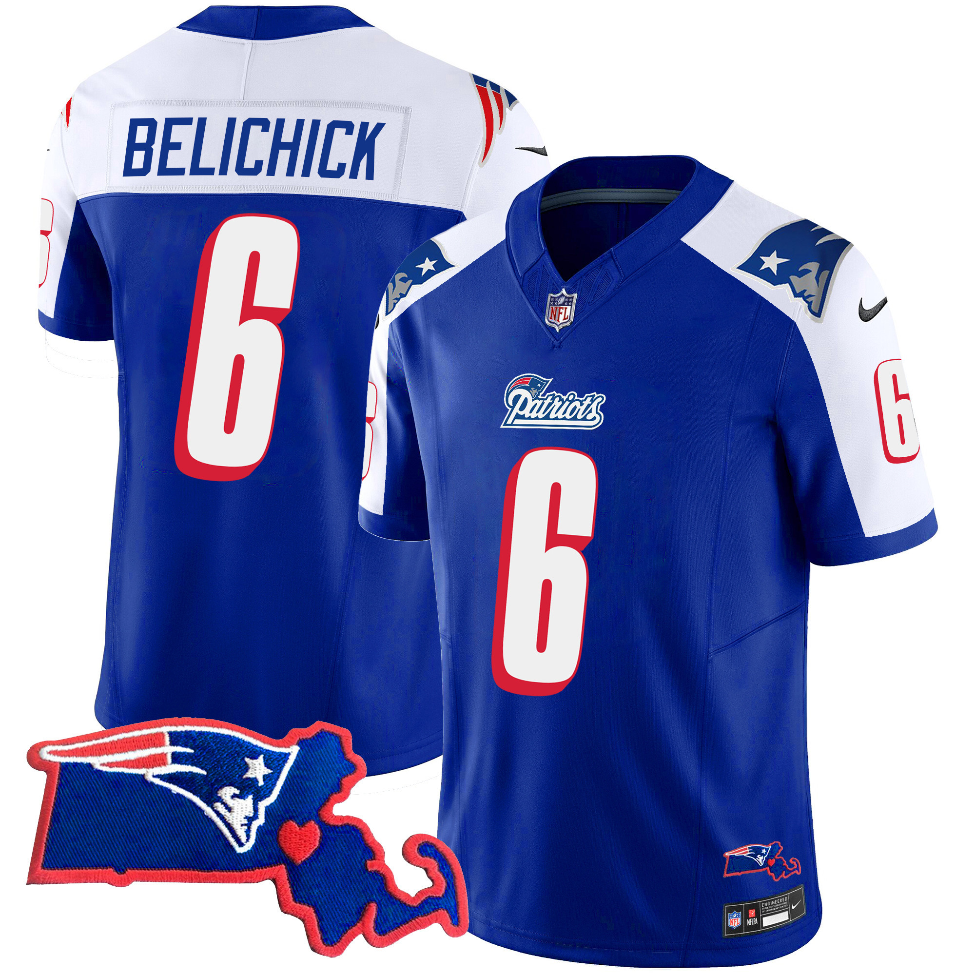 Women's New England Patriots Bill Belichick 6x Champions Vapor Jersey - All Stitched - Image 8