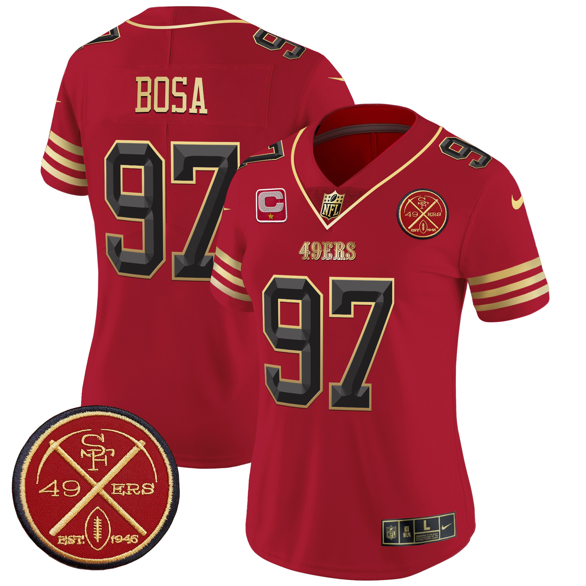 Women's San Francisco 49ers Est.1946 Patch Vapor Limited Jersey V2 - All Stitched - Image 9