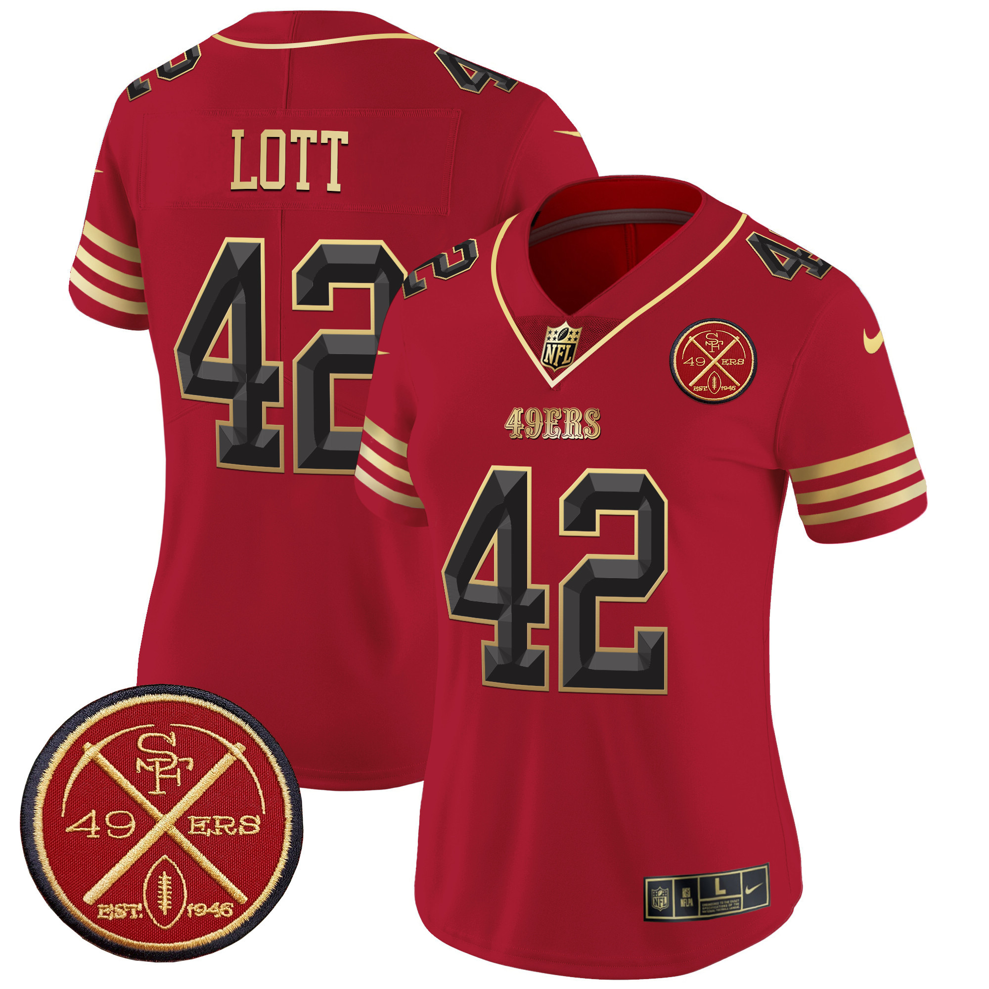 Women's San Francisco 49ers Est.1946 Patch Vapor Limited Jersey V2 - All Stitched - Image 11