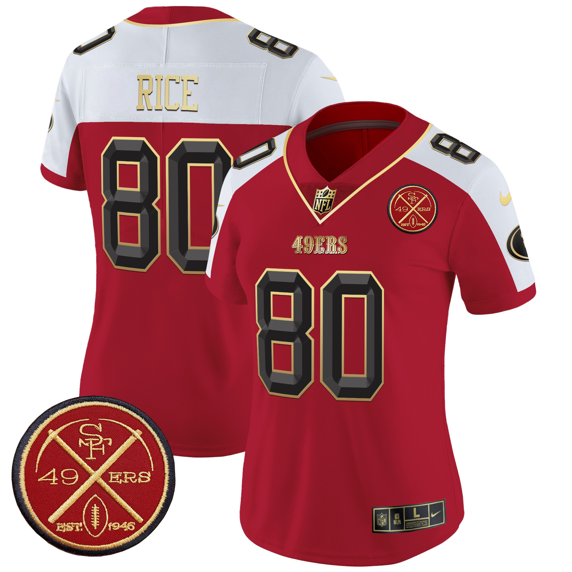 Women's San Francisco 49ers Est.1946 Patch Vapor Limited Jersey V2 - All Stitched - Image 28