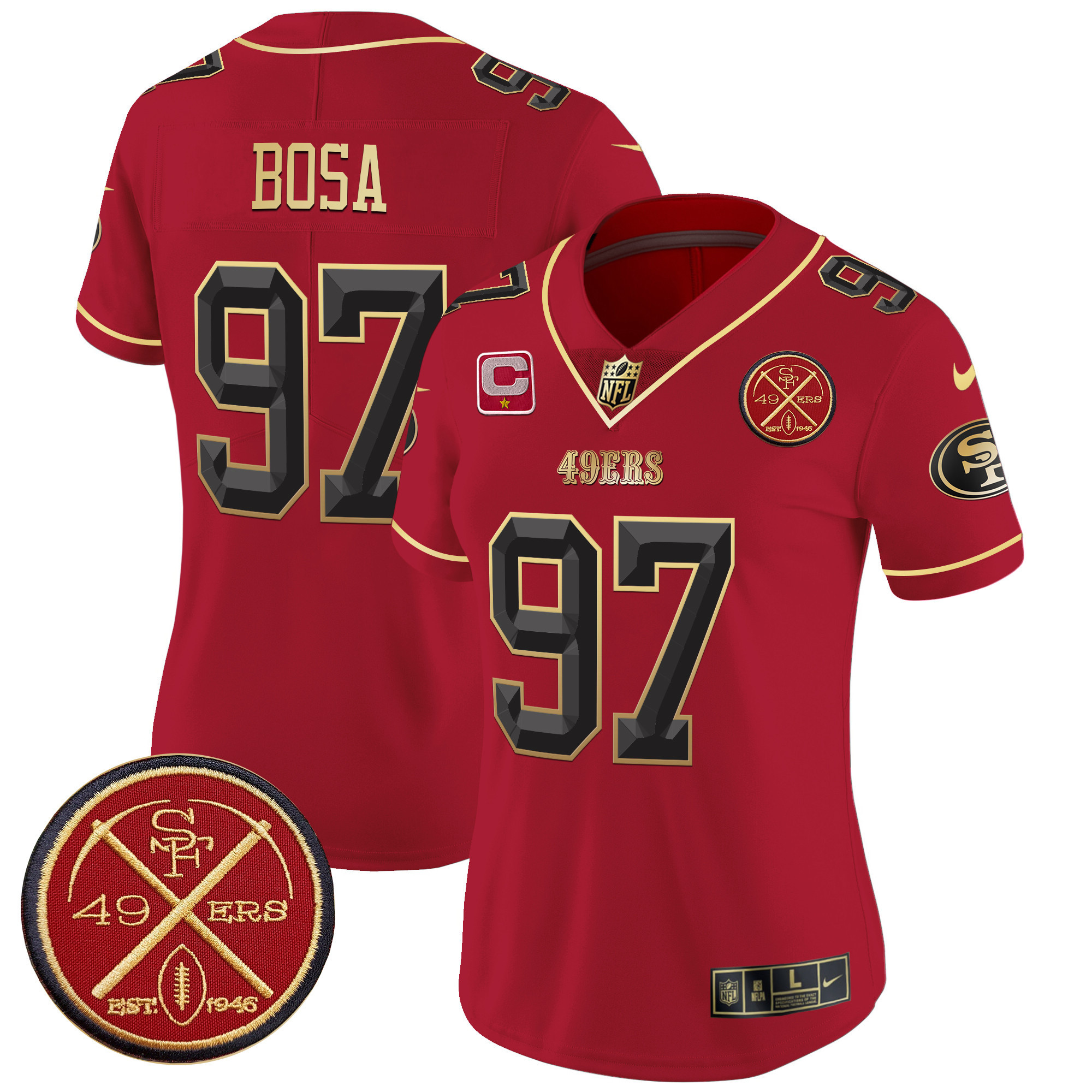 Women's San Francisco 49ers Est.1946 Patch Vapor Limited Jersey V2 - All Stitched - Image 19