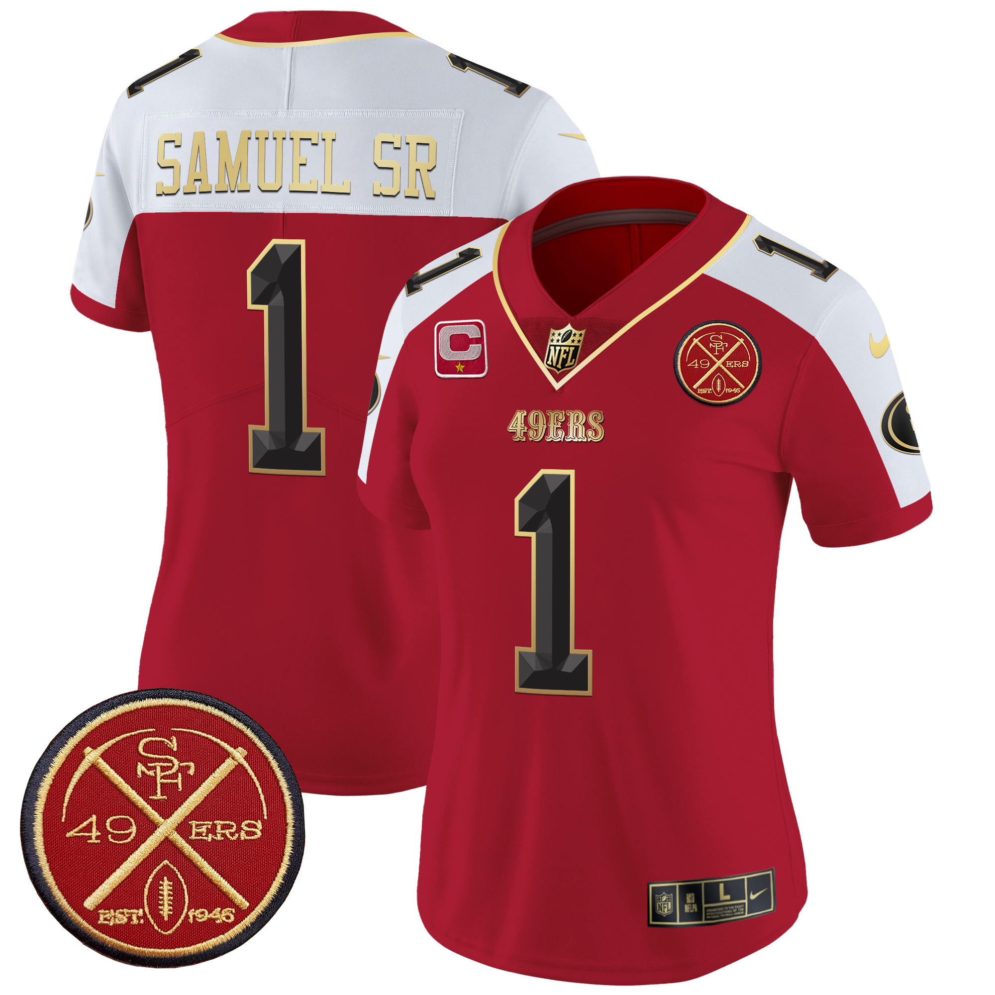 Women's San Francisco 49ers Est.1946 Patch Vapor Limited Jersey V2 - All Stitched - Image 24