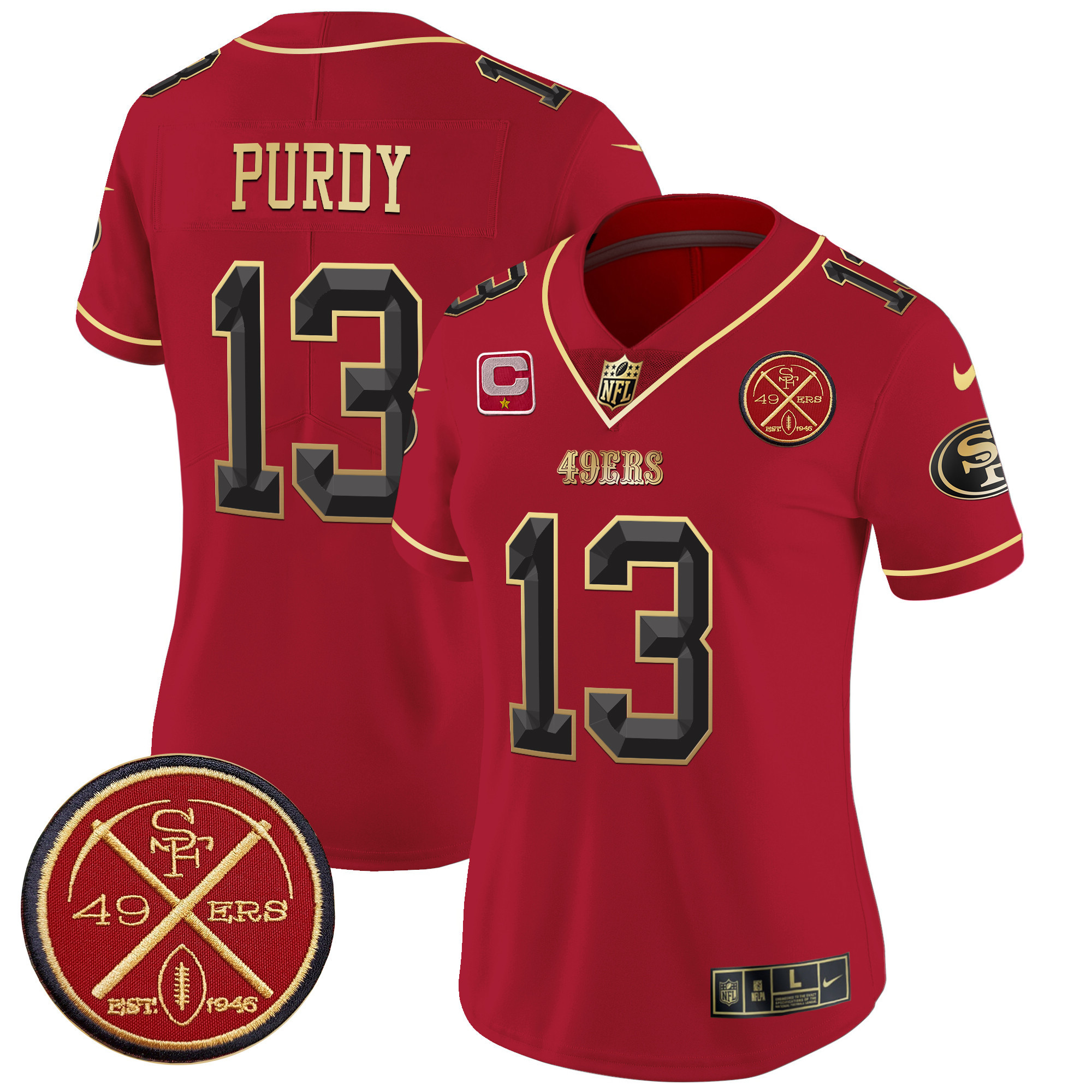 Women's San Francisco 49ers Est.1946 Patch Vapor Limited Jersey V2 - All Stitched - Image 15