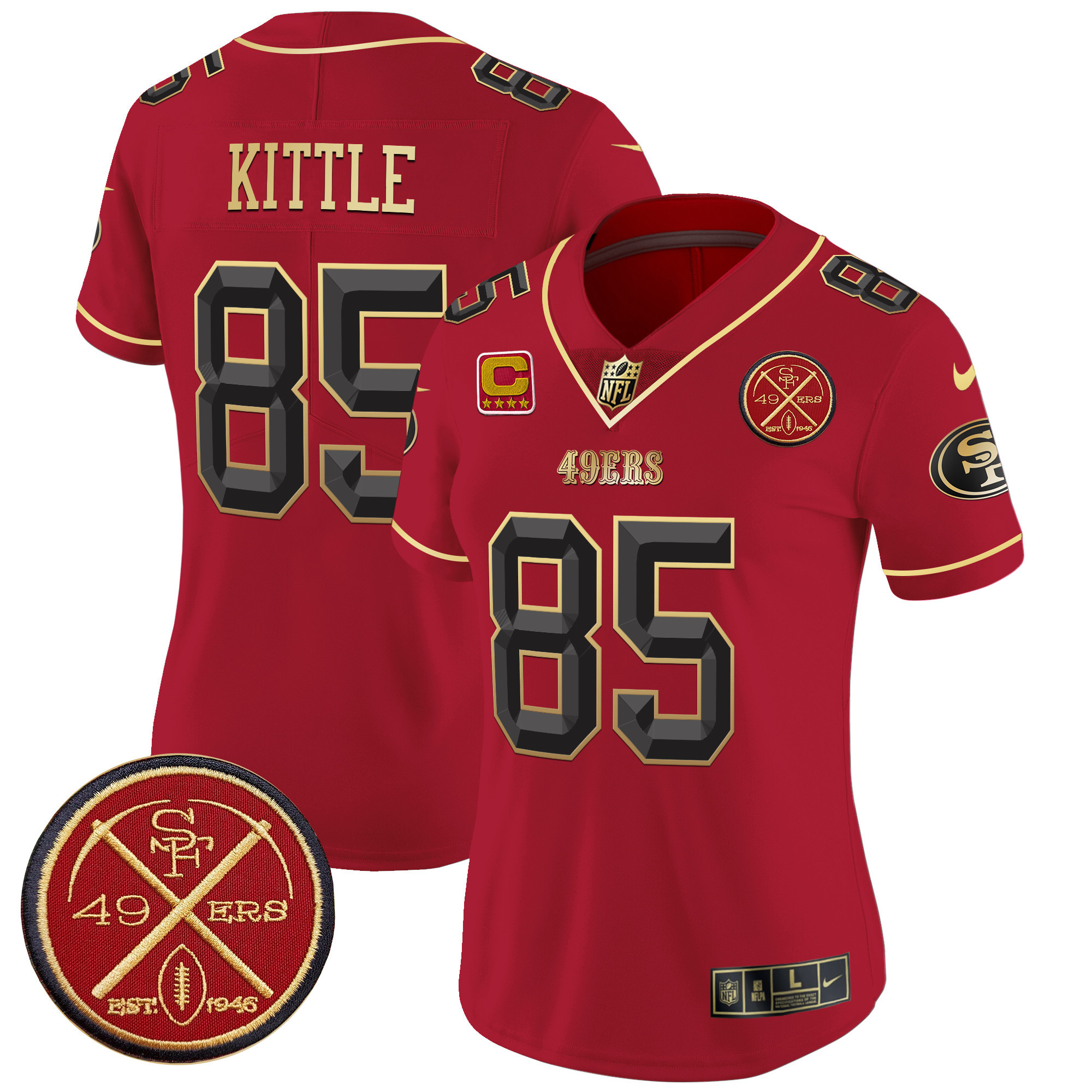 Women's San Francisco 49ers Est.1946 Patch Vapor Limited Jersey V2 - All Stitched - Image 16