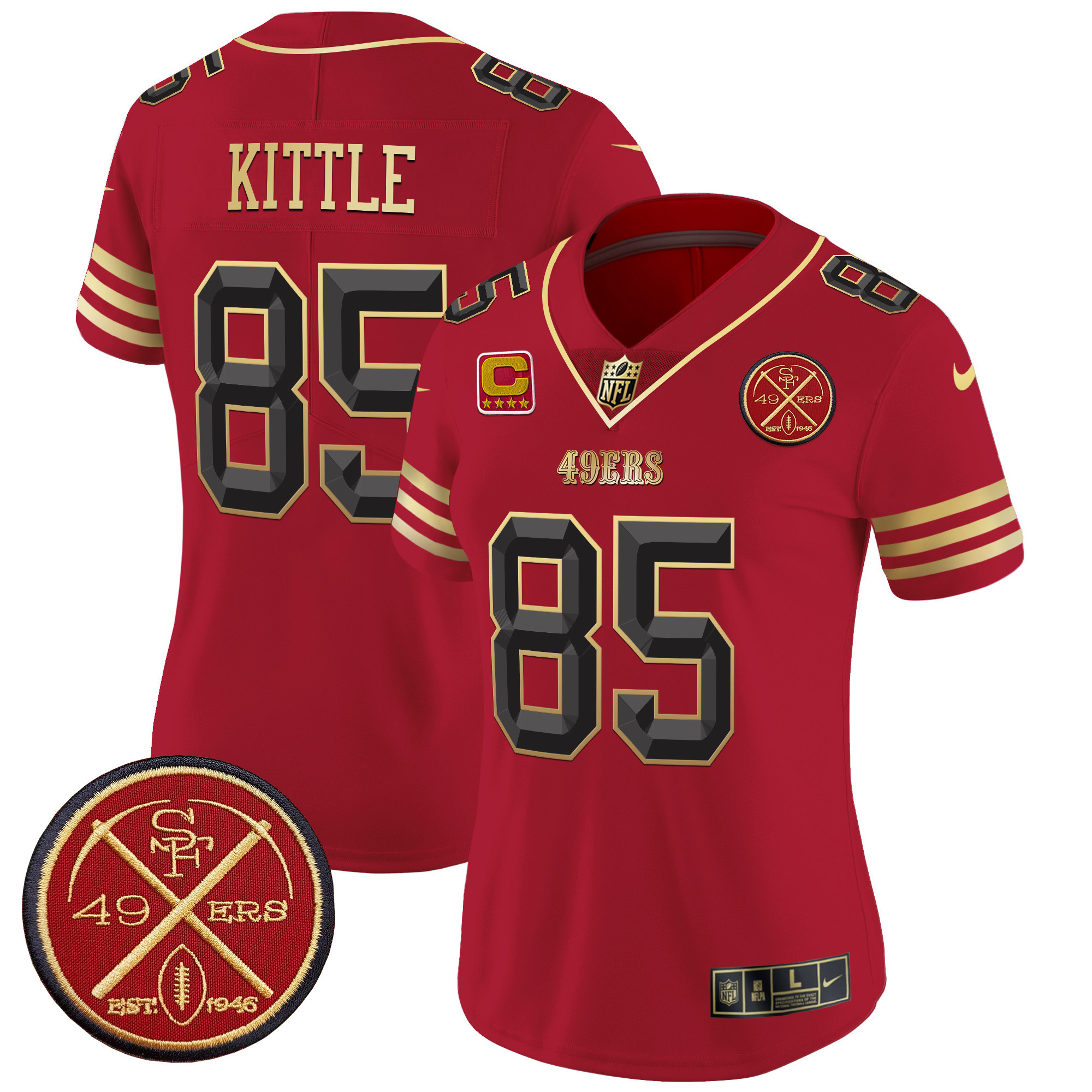Women's San Francisco 49ers Est.1946 Patch Vapor Limited Jersey V2 - All Stitched - Image 6