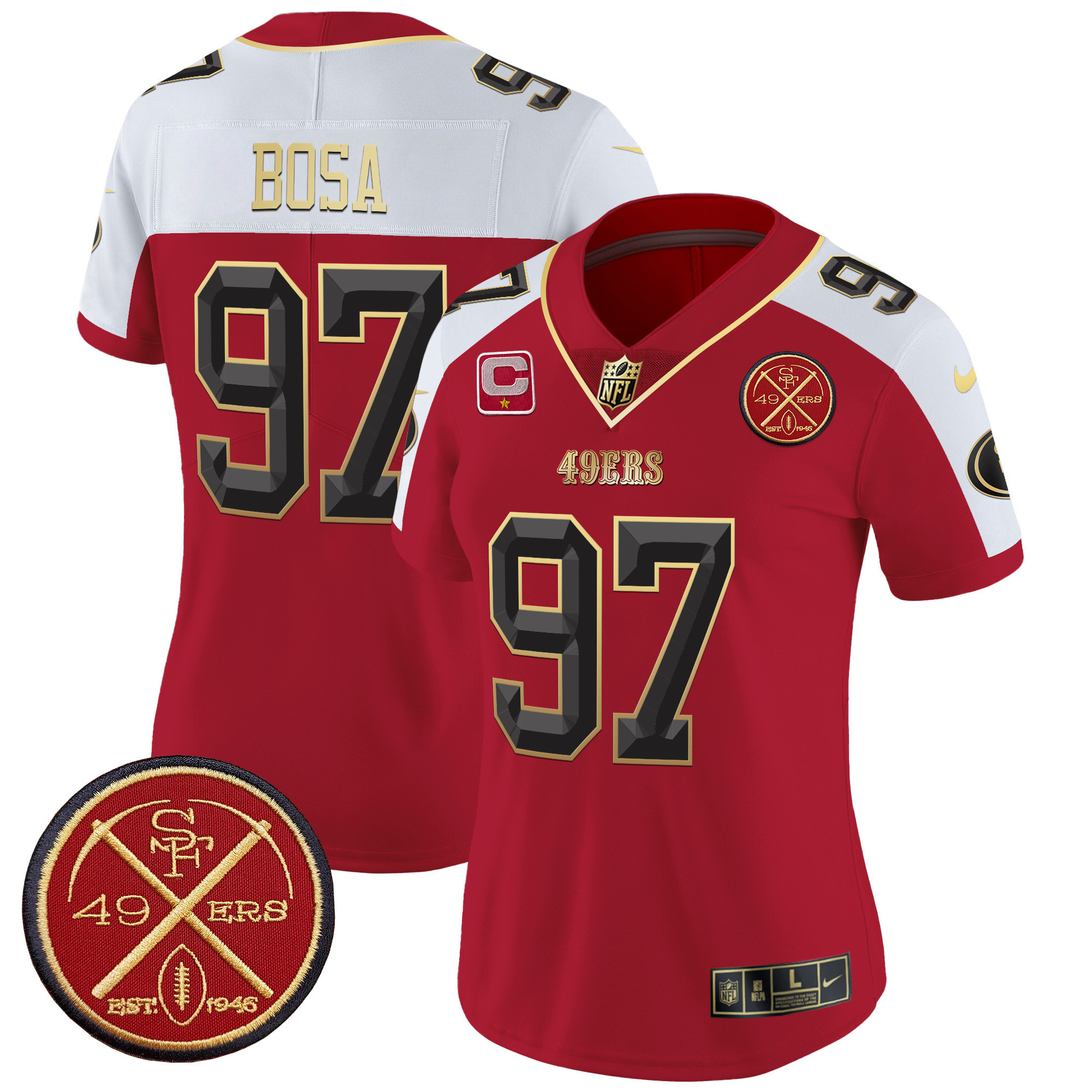 Women's San Francisco 49ers Est.1946 Patch Vapor Limited Jersey V2 - All Stitched - Image 29