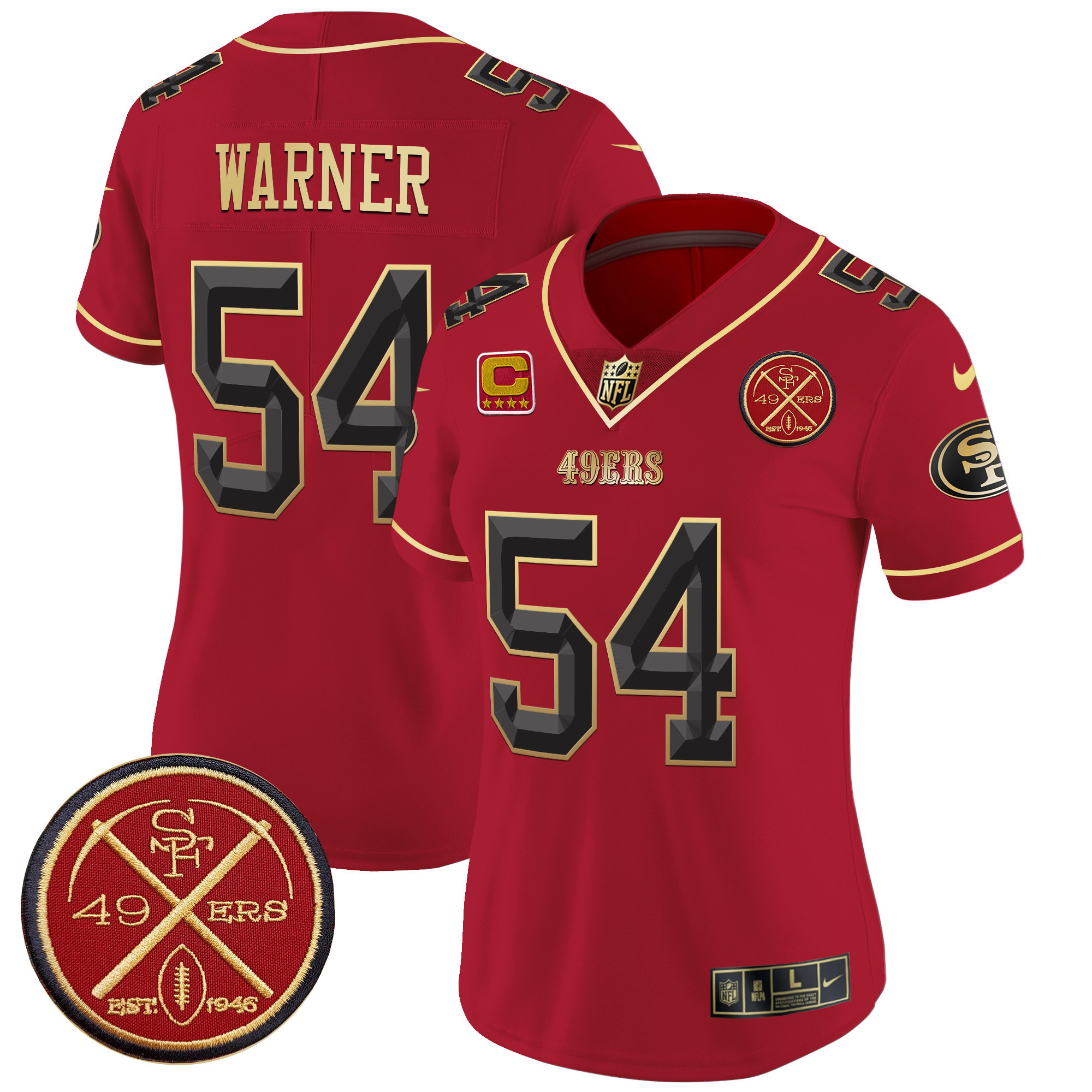 Women's San Francisco 49ers Est.1946 Patch Vapor Limited Jersey V2 - All Stitched - Image 17