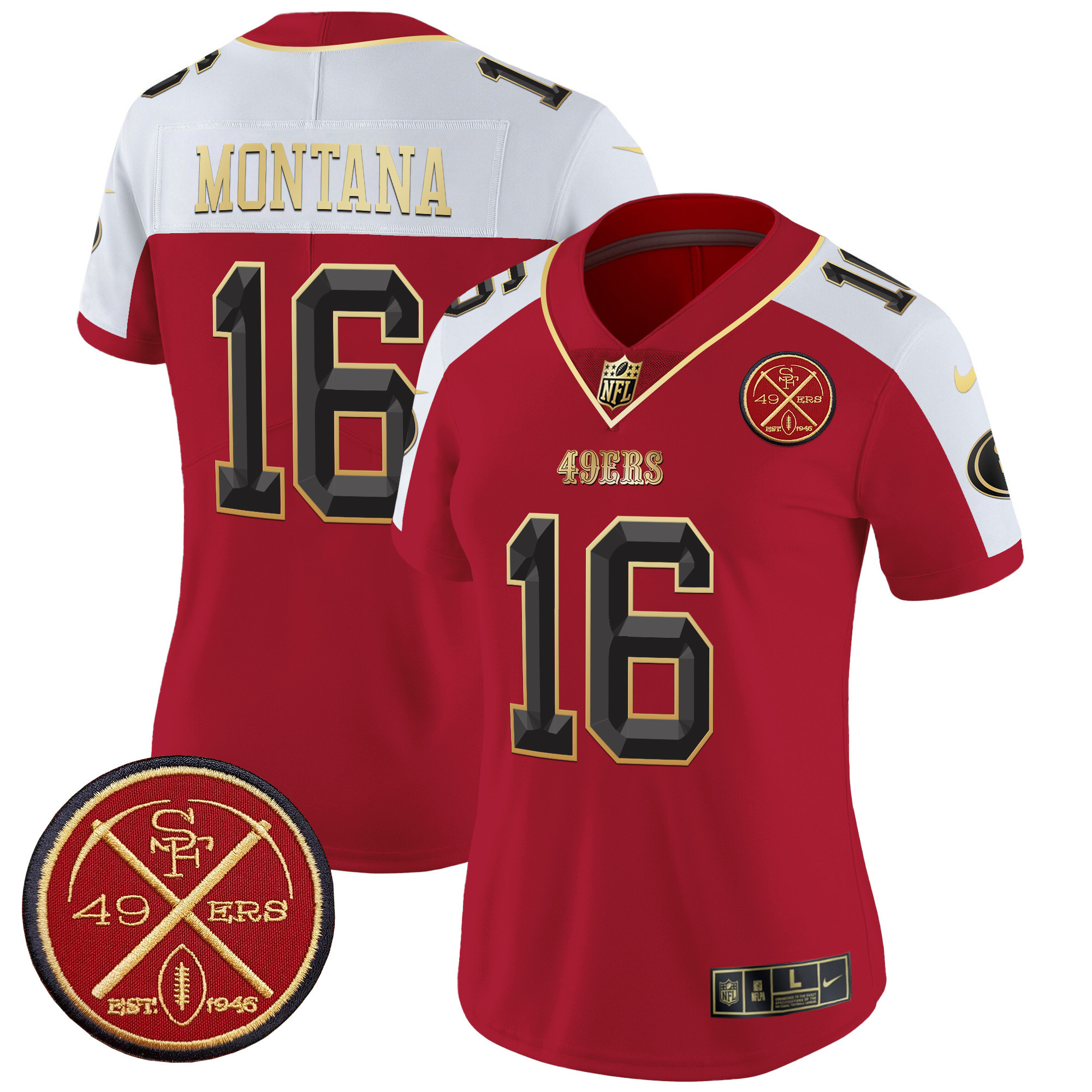 Women's San Francisco 49ers Est.1946 Patch Vapor Limited Jersey V2 - All Stitched - Image 30