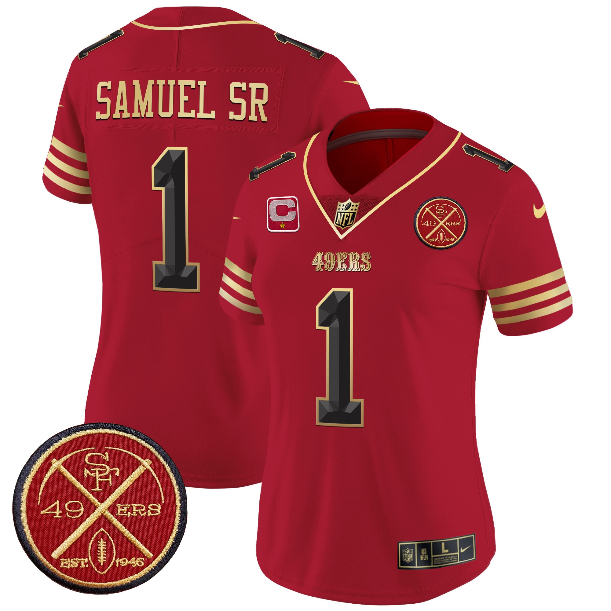 Women's San Francisco 49ers Est.1946 Patch Vapor Limited Jersey V2 - All Stitched - Image 4