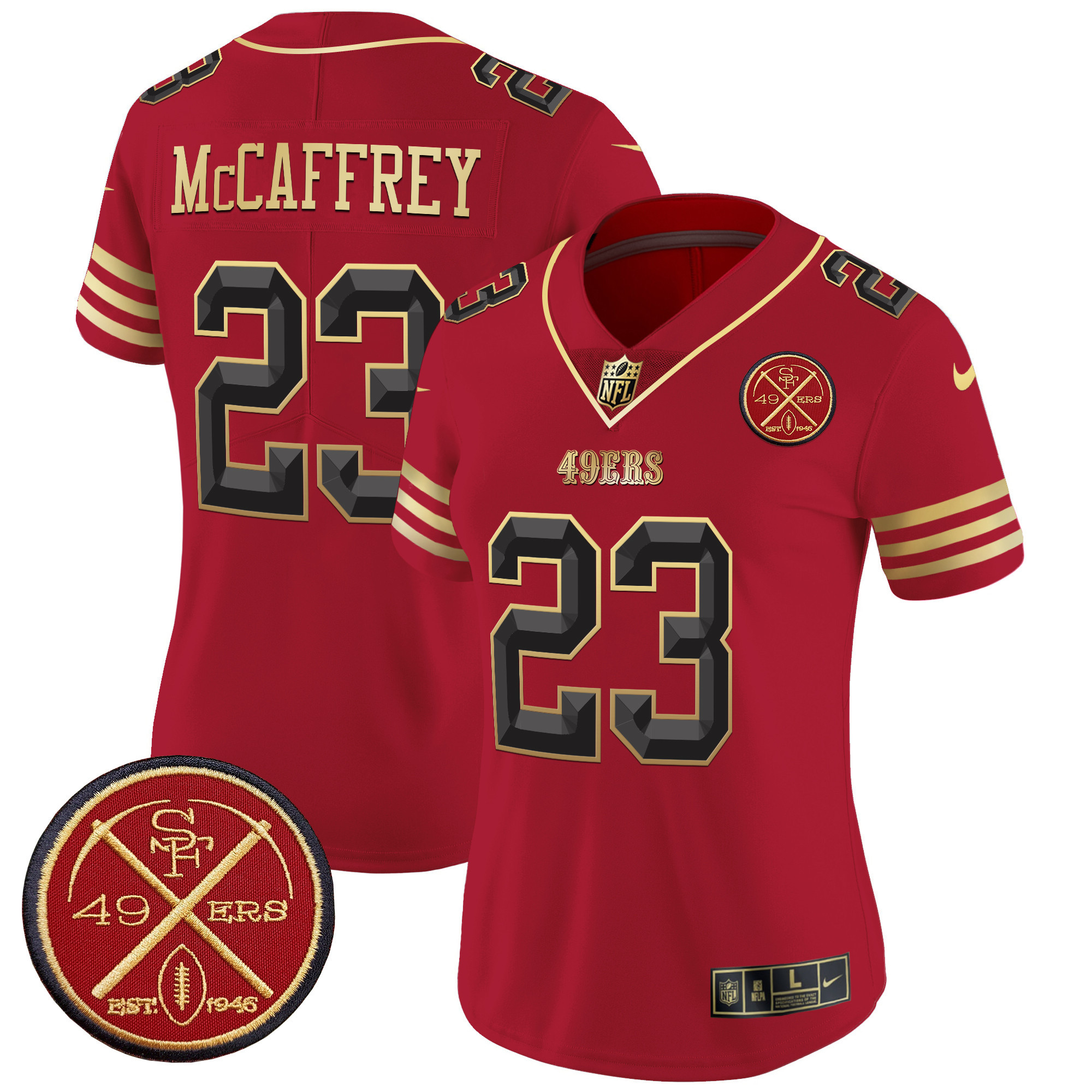 Women's San Francisco 49ers Est.1946 Patch Vapor Limited Jersey V2 - All Stitched - Image 3