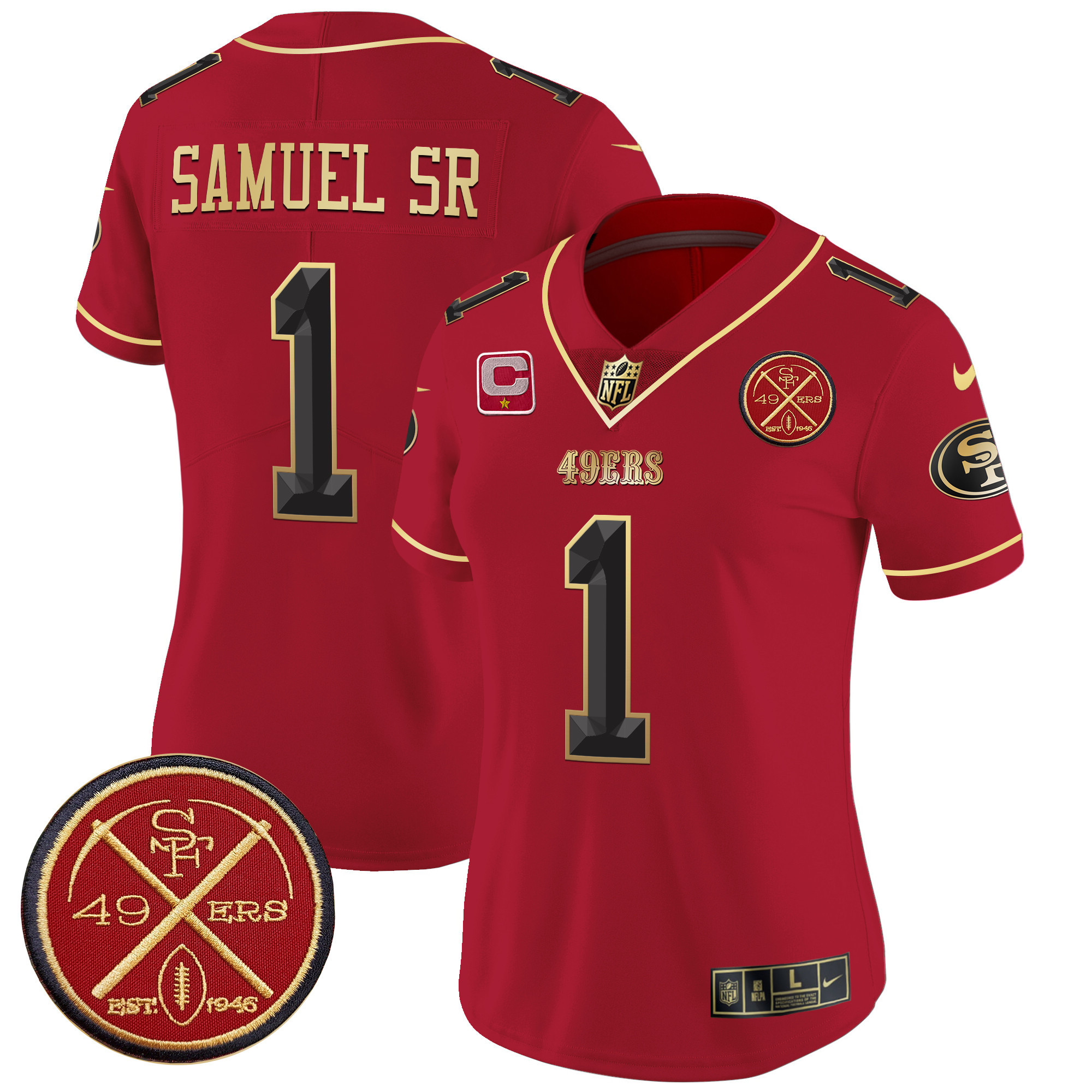 Women's San Francisco 49ers Est.1946 Patch Vapor Limited Jersey V2 - All Stitched - Image 14
