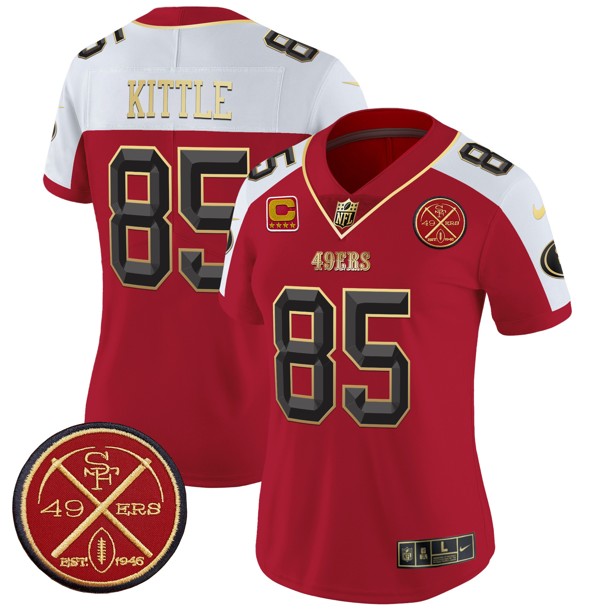 Women's San Francisco 49ers Est.1946 Patch Vapor Limited Jersey V2 - All Stitched - Image 26