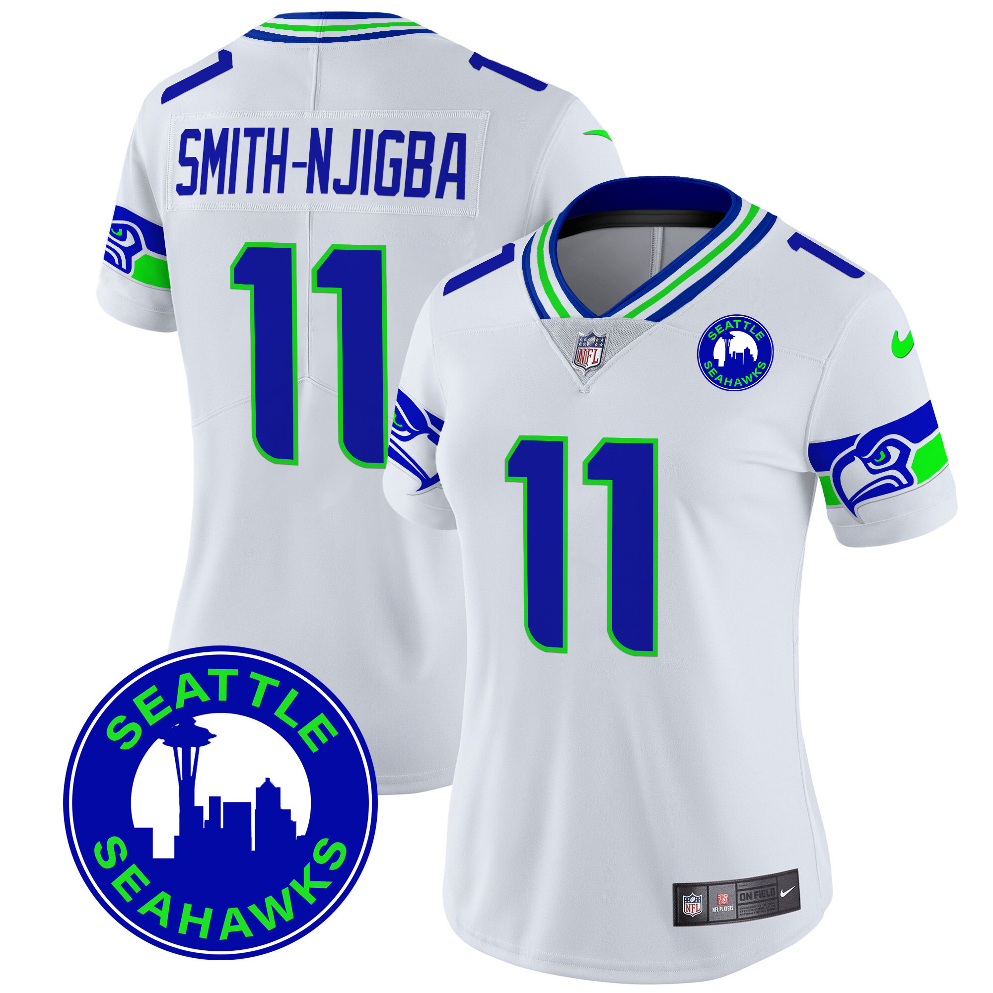 Women's Seattle Seahawks 2024 Seattle City Patch Vapor Limited Jersey - All Stitched - Image 14
