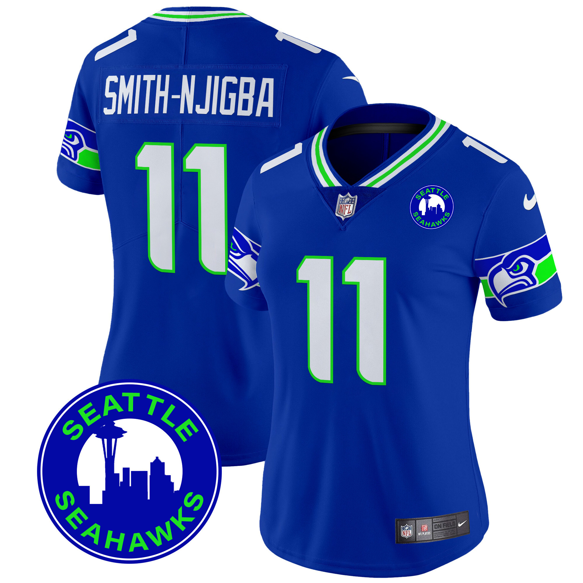 Women's Seattle Seahawks 2024 Seattle City Patch Vapor Limited Jersey - All Stitched - Image 7