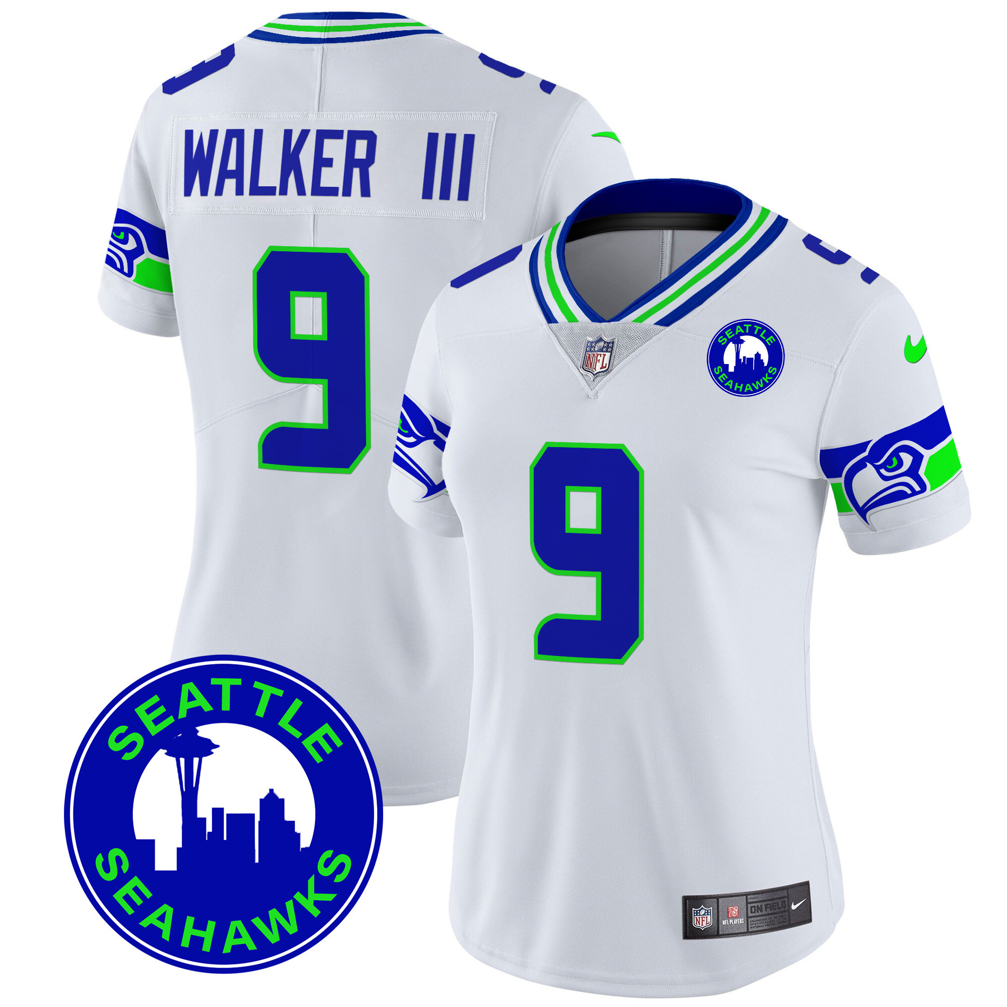 Women's Seattle Seahawks 2024 Seattle City Patch Vapor Limited Jersey - All Stitched - Image 18