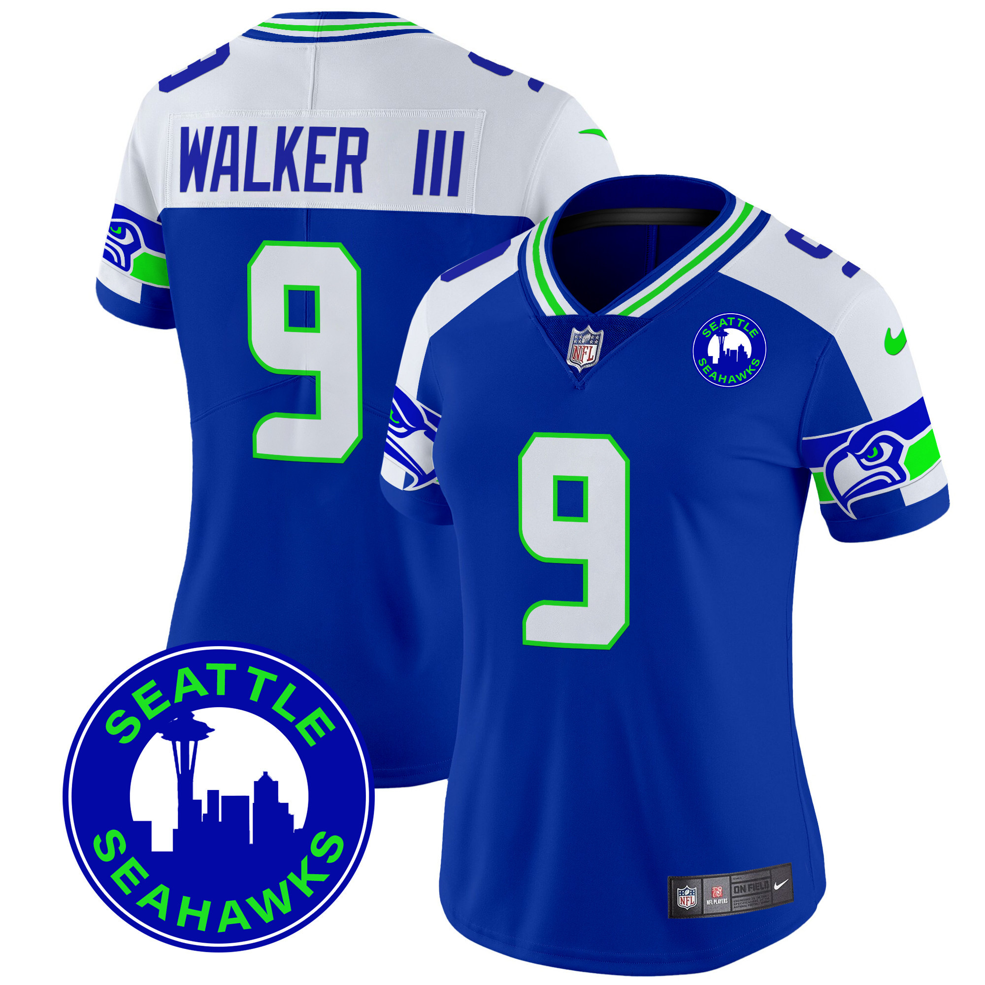 Women's Seattle Seahawks 2024 Seattle City Patch Vapor Limited Jersey - All Stitched - Image 4