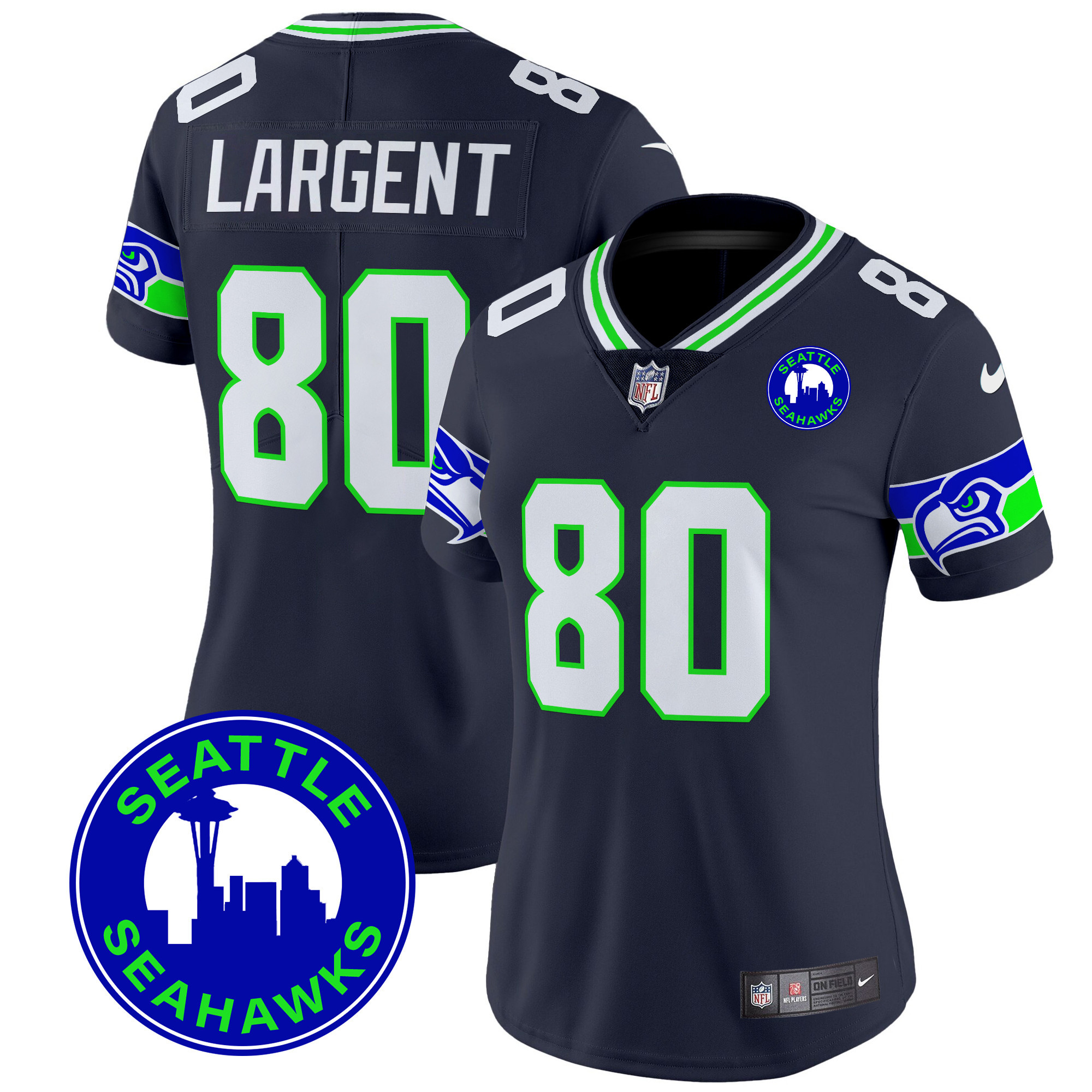 Women's Seattle Seahawks 2024 Seattle City Patch Vapor Limited Jersey - All Stitched - Image 26