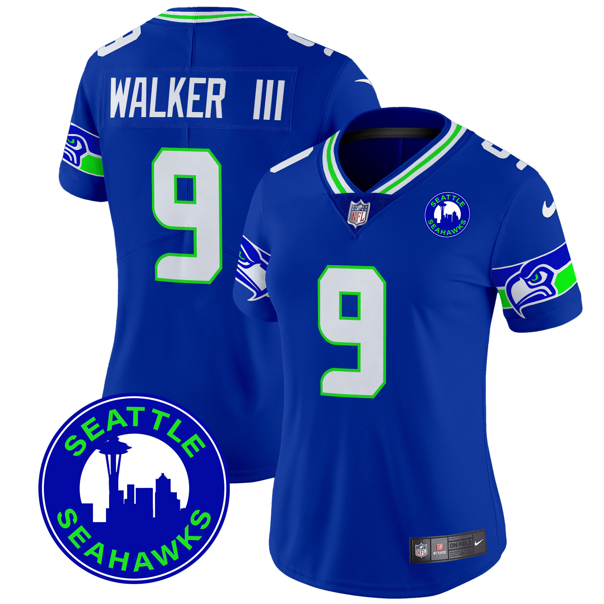 Women's Seattle Seahawks 2024 Seattle City Patch Vapor Limited Jersey - All Stitched - Image 11