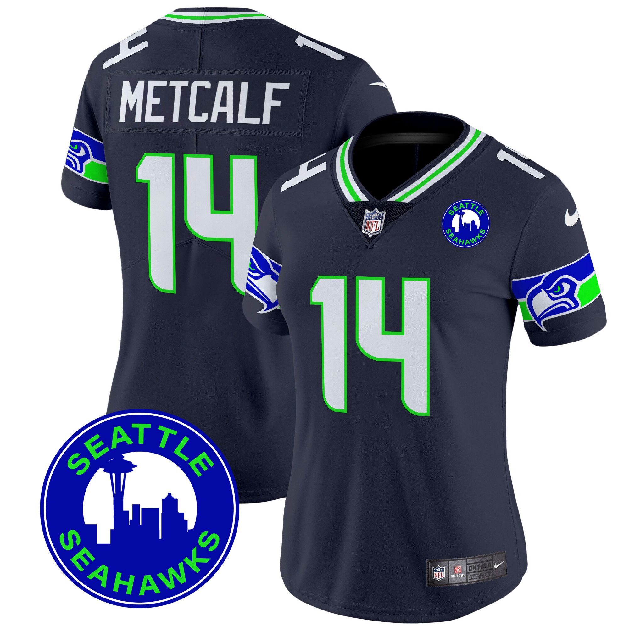 Women's Seattle Seahawks 2024 Seattle City Patch Vapor Limited Jersey - All Stitched - Image 24