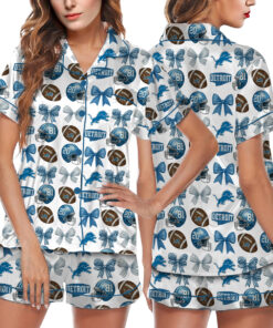 Detroit Mascot Football Satin Pajamas Set For Women