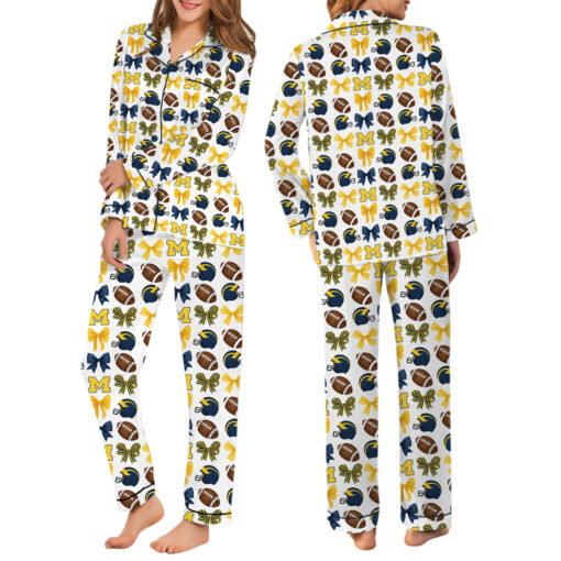 Football Michigan Wolverines Satin Pajamas Set