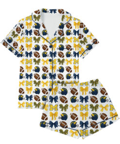 Football Michigan Wolverines Satin Pajamas Set