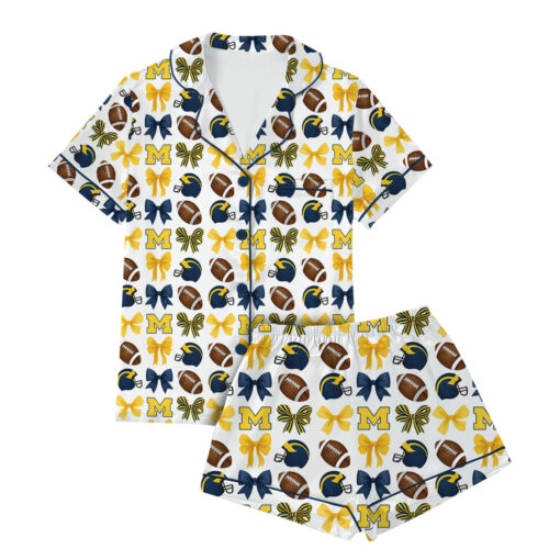 Football Michigan Wolverines Satin Pajamas Set