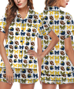 Football Michigan Wolverines Satin Pajamas Set