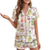 Summer Cocktail Wine Lovers Old Fashioned Satin Pajamas Set
