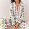 Summer Cocktail Wine Lovers Old Fashioned Satin Pajamas Set
