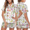 Summer Cocktail Wine Lovers Old Fashioned Satin Pajamas Set