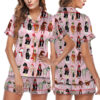 Women's Funny Horse Christmas Satin Pajamas Set (7)