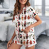Women's Funny Horse Christmas Satin Pajamas Set