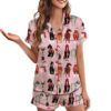 Women's Funny Horse Christmas Satin Pajamas Set (7)