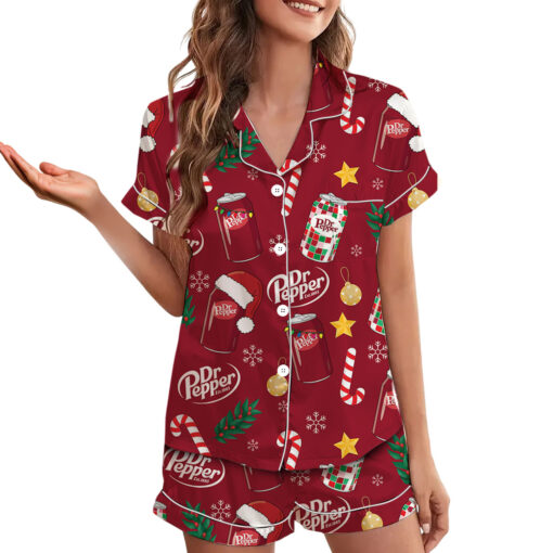 Dr Pepper Christmas Satin Pajamas Set For Women