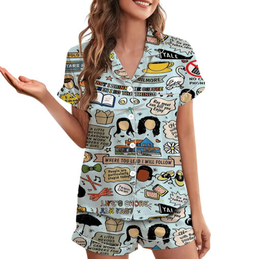 Gilmore Girls All Over Print Satin Pajamas Set For Women - Image 3
