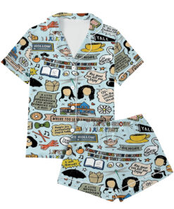 Alternative view of Gilmore Girls All Over Print Satin Pajamas Set For Women