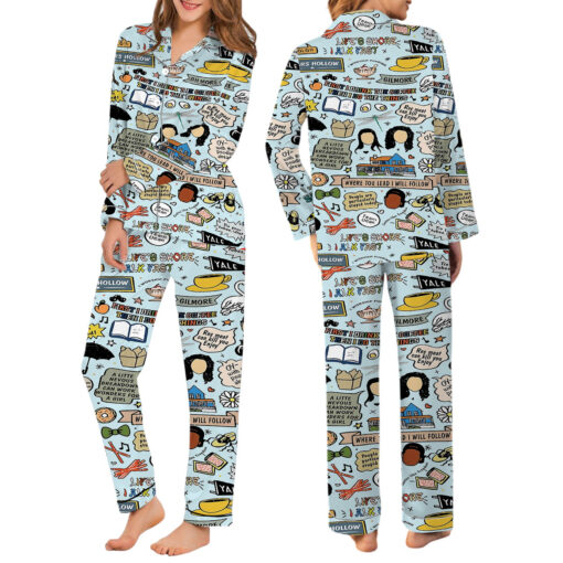 Gilmore Girls All Over Print Satin Pajamas Set For Women - Image 6