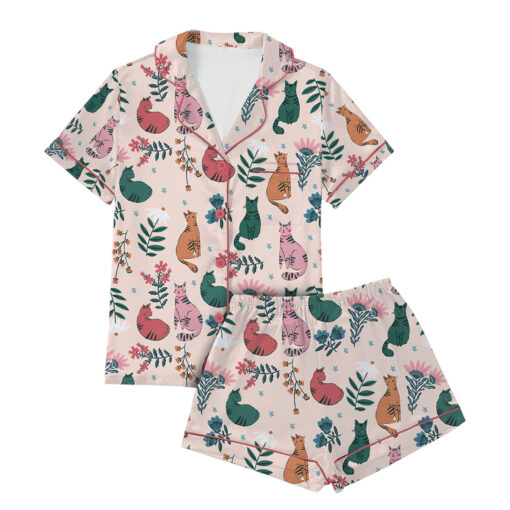 Cats Fine Art Print Satin Pajamas Set For Women - Image 4
