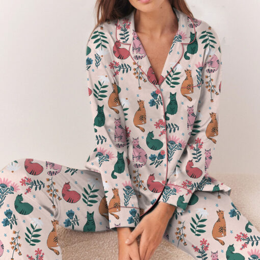 Cats Fine Art Print Satin Pajamas Set For Women - Image 5