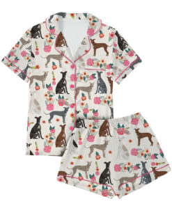 Alternative view of Dog Floral Satin Pajamas Set For Women